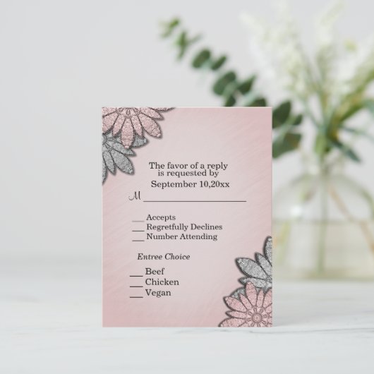 Coral Floral UAWG with Menu Selection Einladung (Stehend Vorderseite)