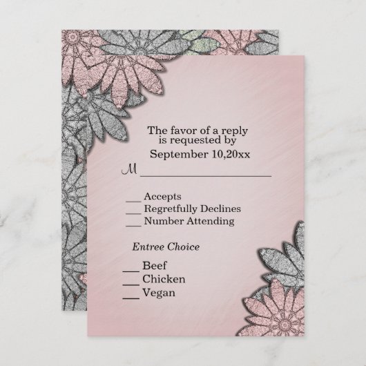 Coral Floral UAWG with Menu Selection Einladung (Vorne/Hinten)