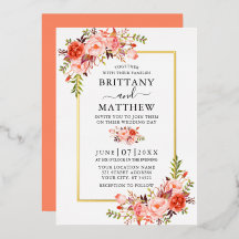 Coral Floral Wedding Gold