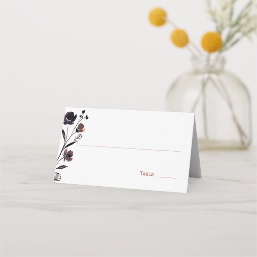 Coral Floral Wedding Platzkarte (Vorderseite)