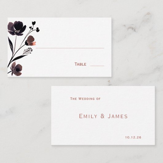 Coral Floral Wedding Platzkarte (Vorne/Hinten)