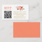 Coral Floral Wedding QR Gold UAWG Begleitkarte (Vorne/Hinten)