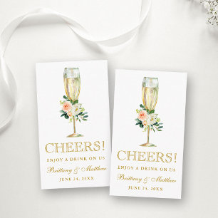 Coral Floral Wedding Reception Drink Ticket Card Begleitkarte