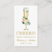 Coral Floral Wedding Reception Drink Ticket Card Begleitkarte (Vorderseite)