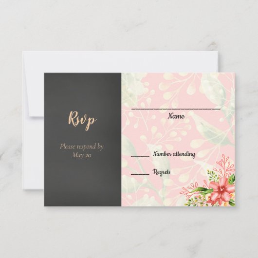 Coral Floral Wedding RSVP (Vorderseite)