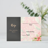 Coral Floral Wedding RSVP Karte (Stehend Vorderseite)