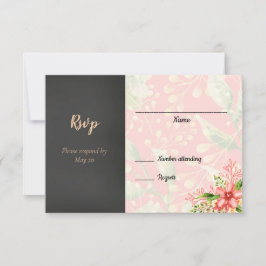Coral Floral Wedding RSVP Karte