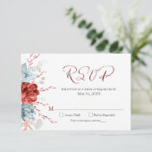Coral Floral Wedding RSVP Karte (Stehend Vorderseite)
