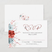 Coral Floral Wedding RSVP Karte (Vorne/Hinten)