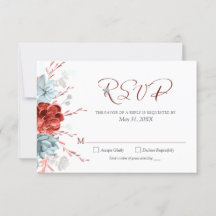 Coral Floral Wedding RSVP