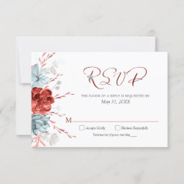 Coral Floral Wedding RSVP Karte