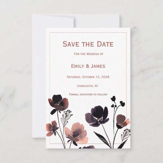Coral Floral Wedding Save The Date (Vorderseite)
