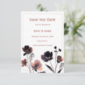 Coral Floral Wedding Save The Date (Stehend Vorderseite)