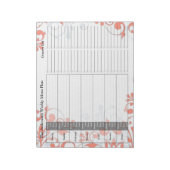 Coral Floral Weekly Personalisiert Menu Plan Notep Notizblock (Rotiert)