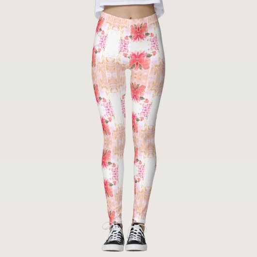Coral Flower Bright Leggings (Vorderseite)