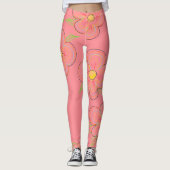 Coral Flower Designer Leggings (Vorderseite)