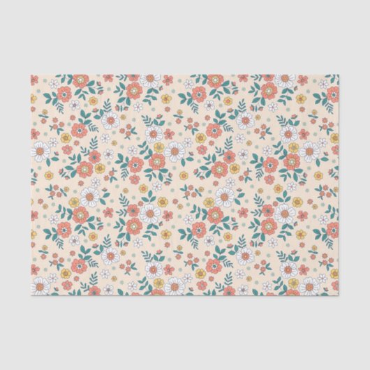 Coral Flower Garden Pattern Seidenpapier (Vorderseite)