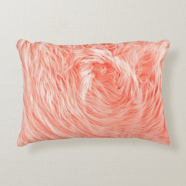Coral Fluffy Fur: Trend 2019. Dekokissen (Vorderseite)