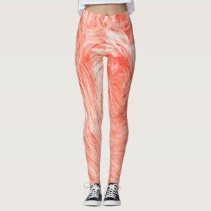 Coral Fluffy Fur: Trend 2019. Leggings