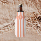 Coral French Beach Stripe Personalisiert Monogram Flaschenkühler