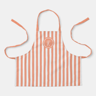 Coral French Beach Stripe Personalisiert Monogram Schürze