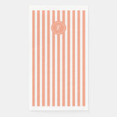 Coral French Beach Stripe Personalisiert Monogram Serviette (Vorderseite)