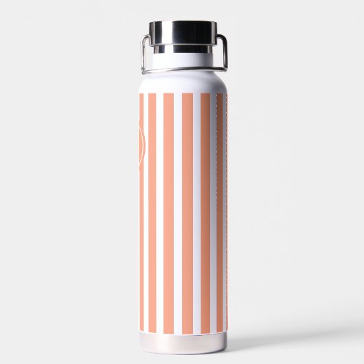 Coral French Beach Stripe Personalisiert Monogram Trinkflasche (Rückseite)