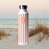 Coral French Beach Stripe Personalisiert Monogram Trinkflasche