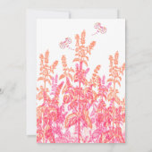 Coral & Fuchsia Blume Butterfly Wedites Einladung (Rückseite)