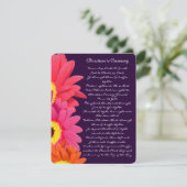 Coral Fuchsia Eggplant Gerber Daisy Direction Card Begleitkarte (Stehend Vorderseite)