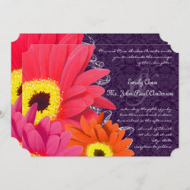 Coral Fuchsia Eggplant Gerber Daisy Wedding Einladung