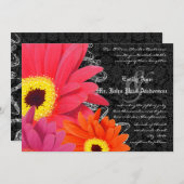 Coral & Fuchsia Gerber Daisy Wedding Einladung (Vorne/Hinten)