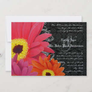 Coral & Fuchsia Gerber Daisy Wedding Einladung