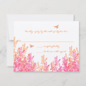 Coral & Fuchsia Wild Blume Bee Wedding RSVP Karte (Rückseite)