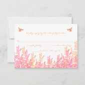 Coral & Fuchsia Wild Blume Bee Wedding RSVP Karte (Vorderseite)