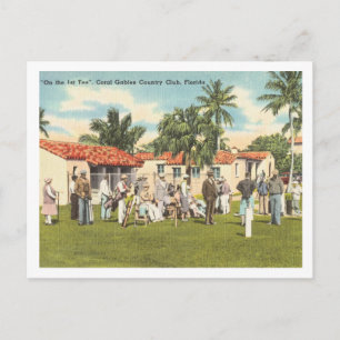 Coral Gables Florida Vintage Golfspieler Postkarte