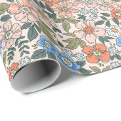 Coral Garden Blume Muster Geschenkpapier (Rolleneckpunkt)