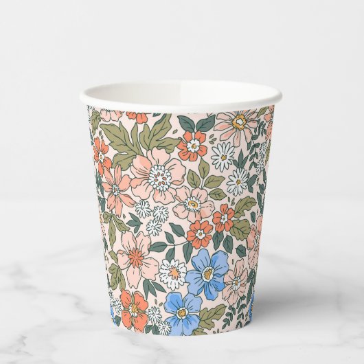 Coral Garden Blume Muster Pappbecher (Links)