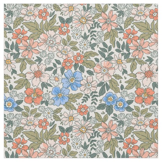Coral Garden Blume Muster Stoff (Nahaufnahme)