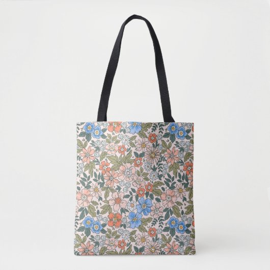 Coral Garden Blume Muster Tasche (Vorderseite)