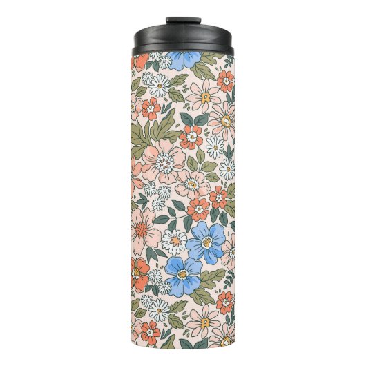Coral Garden Blume Muster Thermosbecher (Vorderseite)