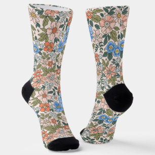 Coral Garden Flower Pattern Socken