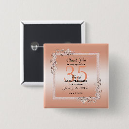 Coral Gem & Glitzer 35. Hochzeitstag Button