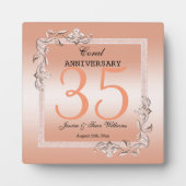 Coral Gem & Glitzer 35. Hochzeitstag Fotoplatte (Vorderseite)
