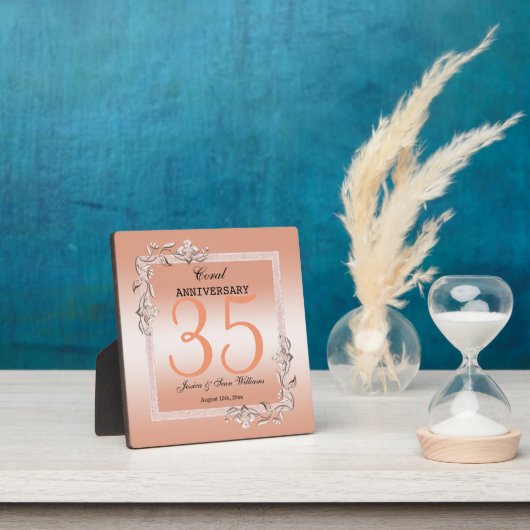Coral Gem & Glitzer 35. Hochzeitstag Fotoplatte (InSitu)
