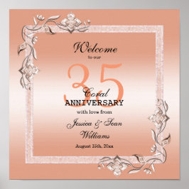 Coral Gem & Glitzer 35. Hochzeitstag Poster