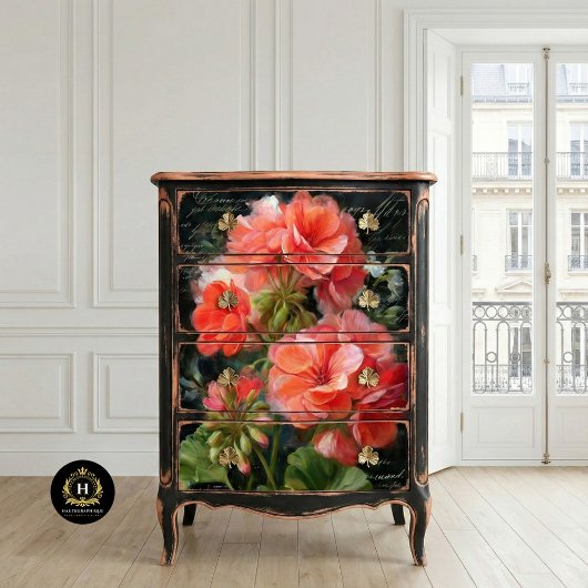 Coral Geranium Blume Decoupage Seidenpapier