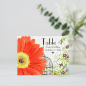 Coral Gerber Daisy Bird Cage Tischnummer (Stehend Vorderseite)