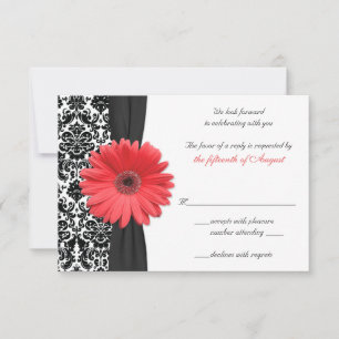 Coral Gerber Daisy Damast Hochzeits-Antwortkarte R RSVP Karte