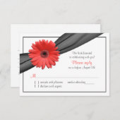 Coral Gerber Daisy Gray Ribbon Wedding RSVP (Vorne/Hinten)